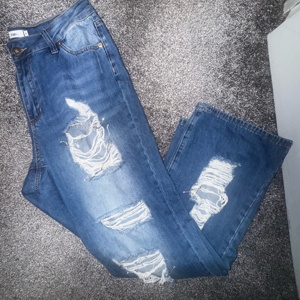 Distressed Blue Jeans